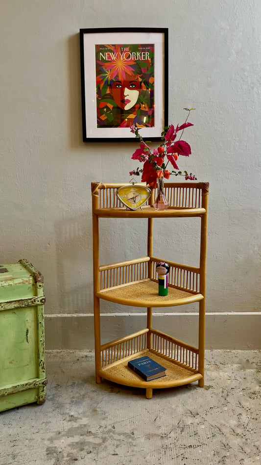 Étagère d’angle vintage en bambou Meubles Patine