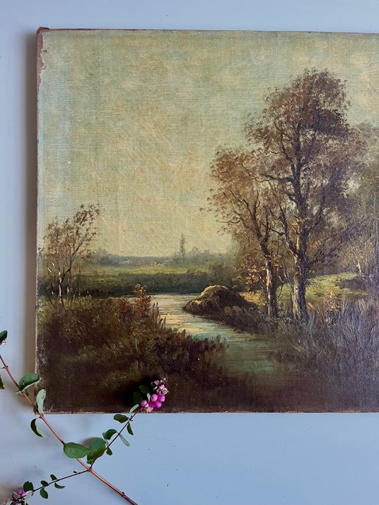 Toile peint à la main paysage Patine