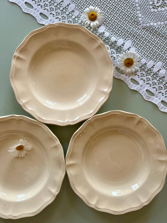Assiettes creuses Sarreguemines beige- lot de 3