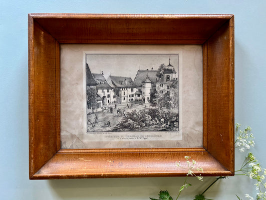 Lithographie numéroté de Elgelmann « intérieur du château de Lenzbourg »