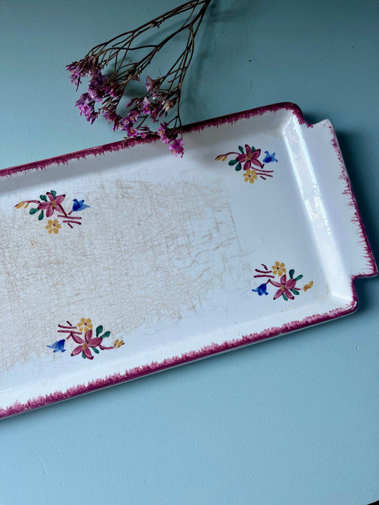Plat à cake vintage Sarreguemines modèle « Evelyne »
