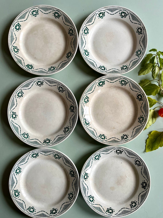 Assiettes anciennes Nouvelles Galeries Paris modèle Robert – Lot de 7 Vaisselle Patine