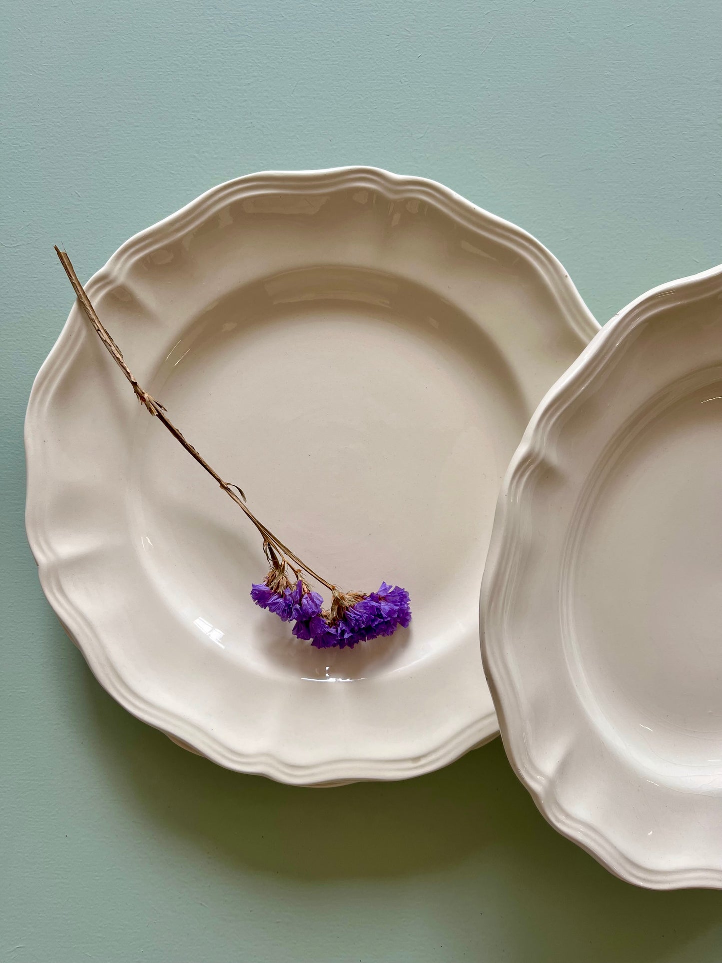Assiettes plates Sarreguemines beige- lot de 3 Patine