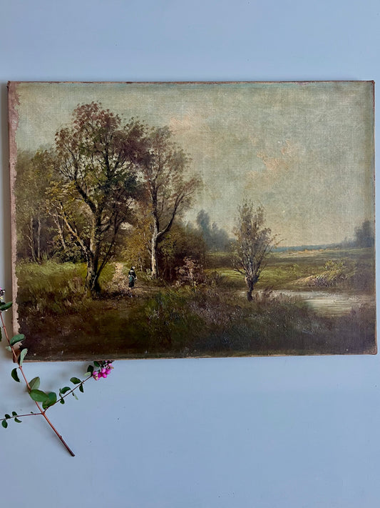 Toile peint à la main paysage Patine
