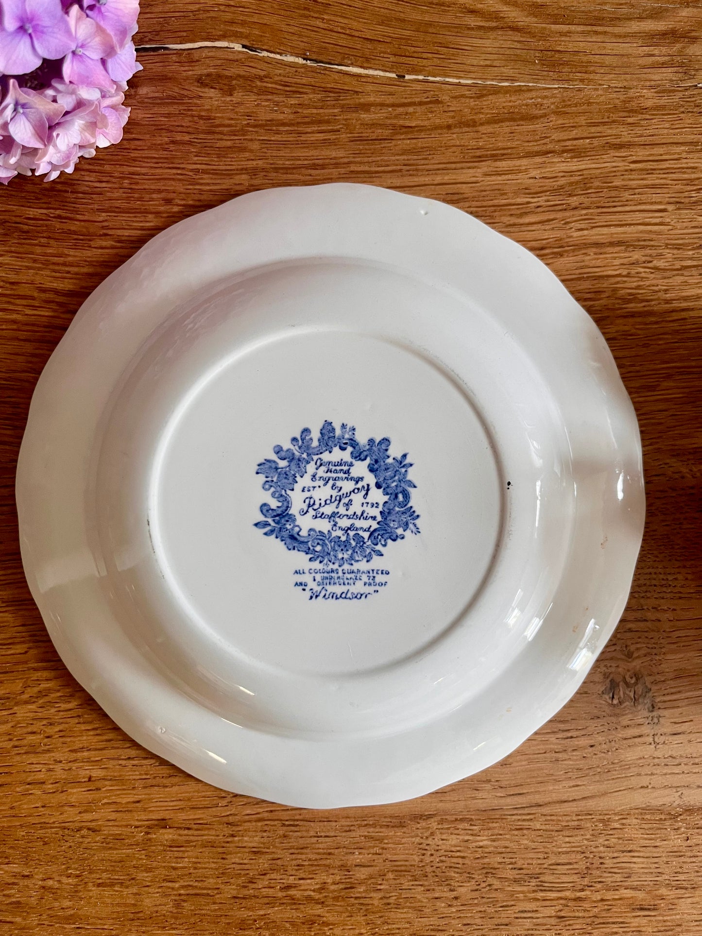 Assiette semi creuse décor bleu anglais- Windsor Vaisselle Patine