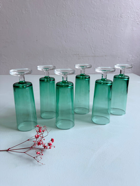 Flûtes vertes anciennes- lot de 6