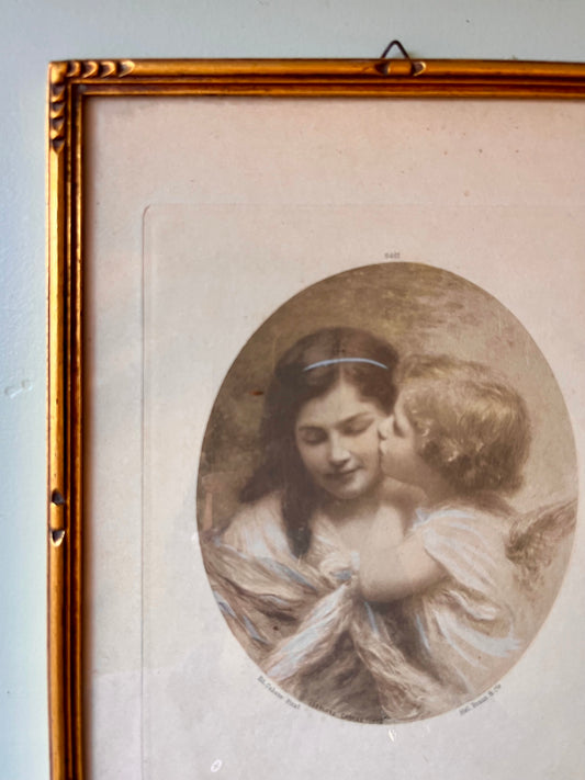 Cadre ancien doré avec illustration