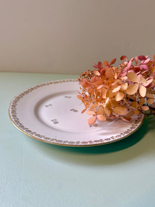 Assiette porcelaine de Limoges avec motifs floraux couleur or