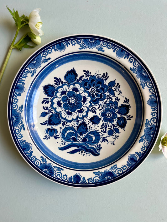 Assiette décorative vintage à suspendre bleue