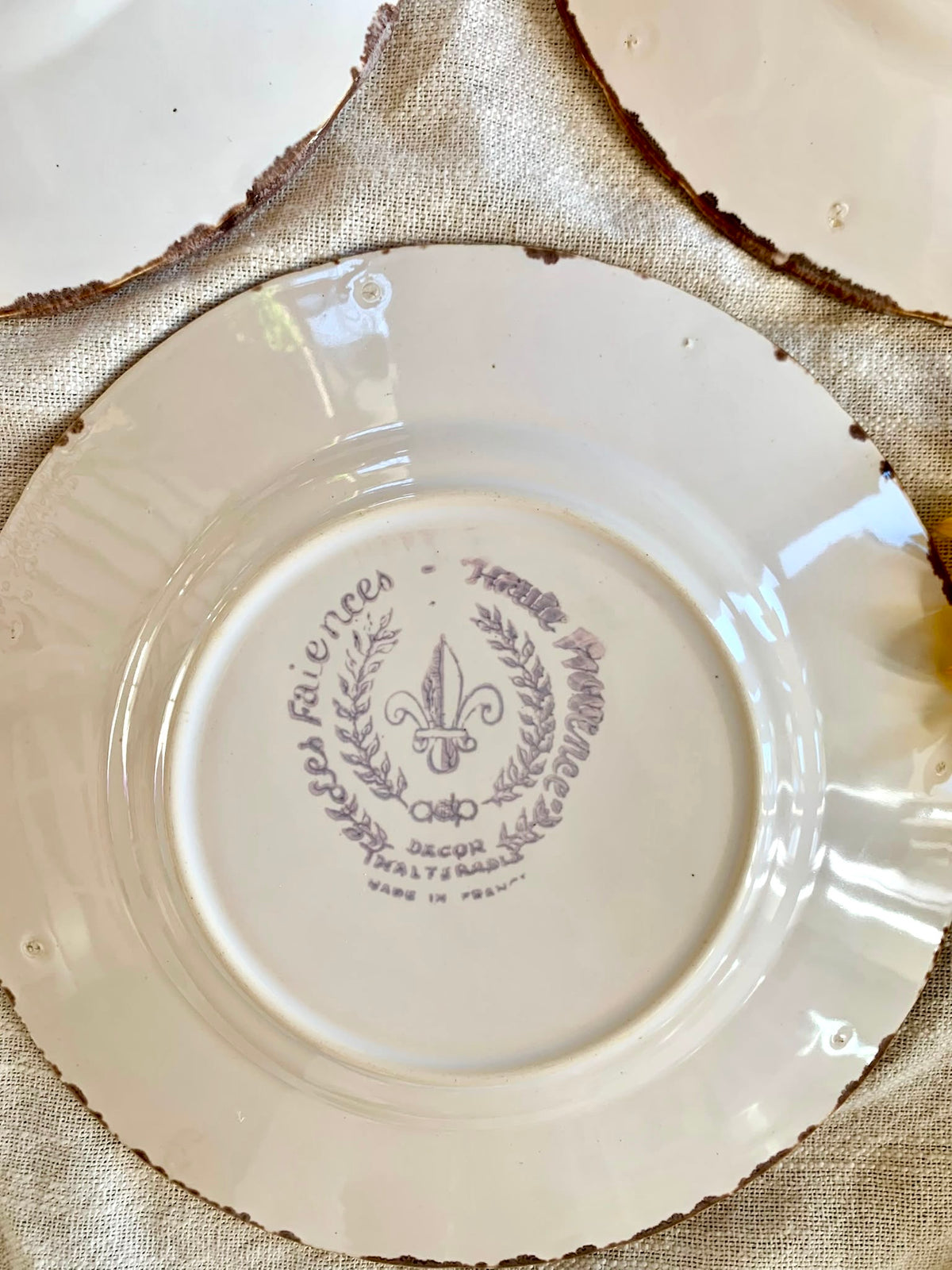 Assiettes botaniques – Faïences de Haute-Provence-lot de 3 Vaisselle Patine