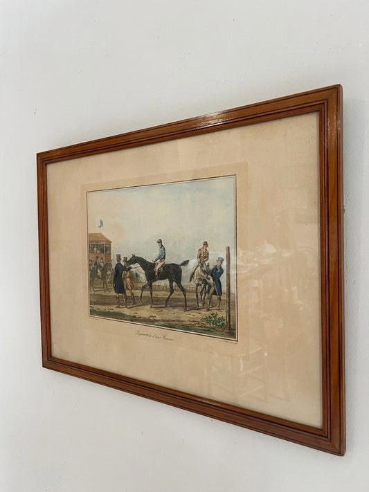 Lithographie en couleur Carle Vernet - Debucourt - « Préparatifs d’une course »