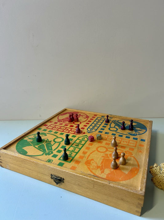 Plateau de jeux vintage en bois