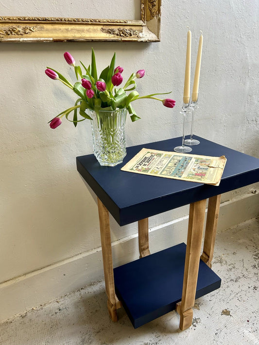 Guéridon Art déco bleu encre de chine