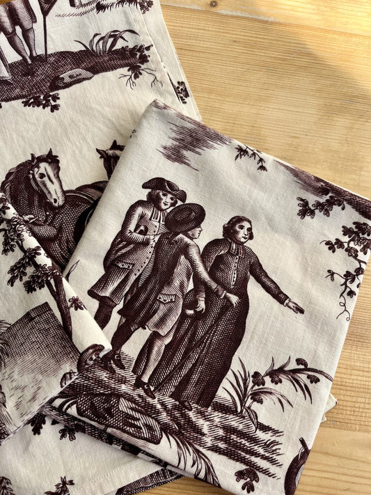 3 torchons en toile de jouy