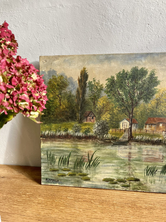 Huile sur toile paysage de campagne