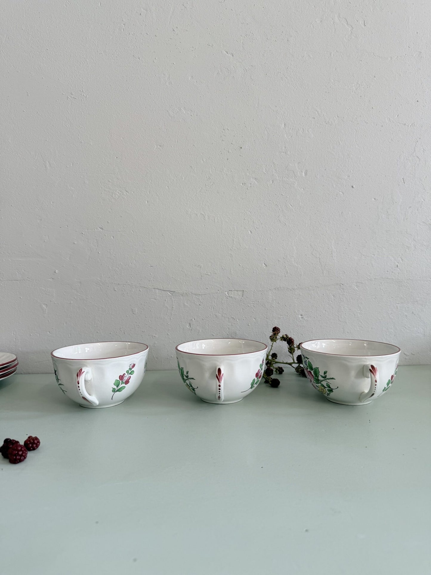 Lot de 3 tasses Luneville