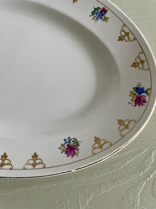 Plat ovale Sarreguemines - décor floral