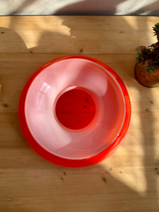 Abat-jour en opaline rouge orangé