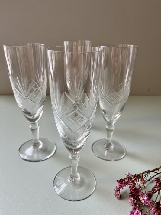 Flûtes ciselées art déco - lot de 4