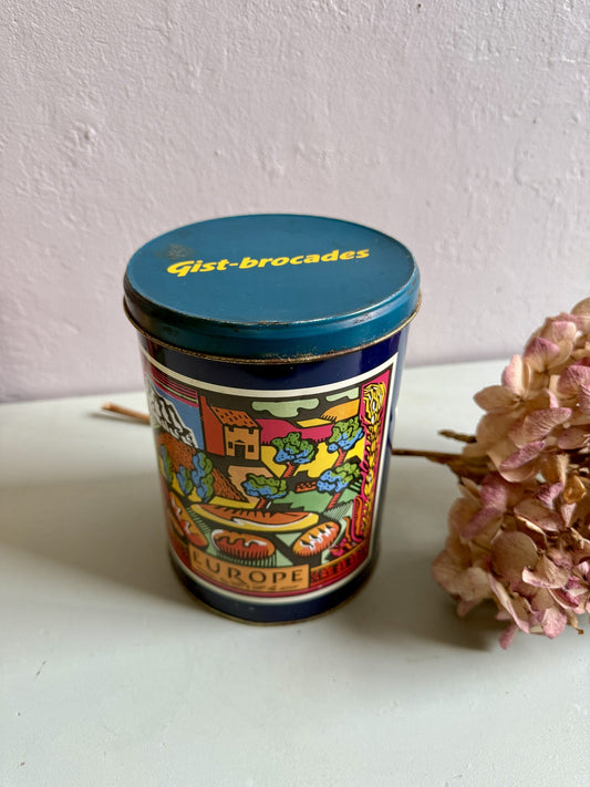 Boîte en métal vintage bleu Gist Brocades