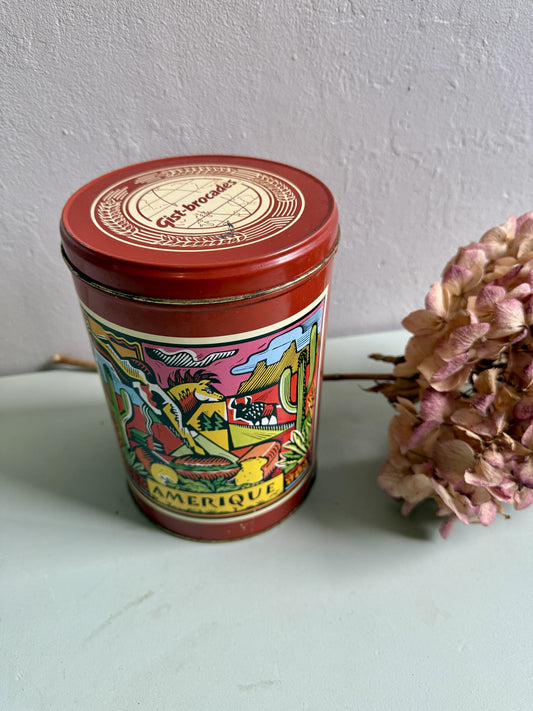 Boîte en métal vintage rouge Gist Brocades