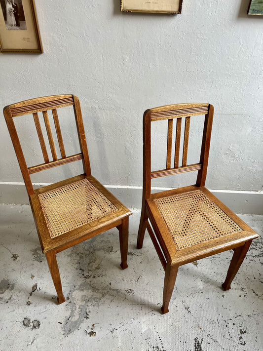 Chaise en dossier bois - assise cannage/ lot de 2