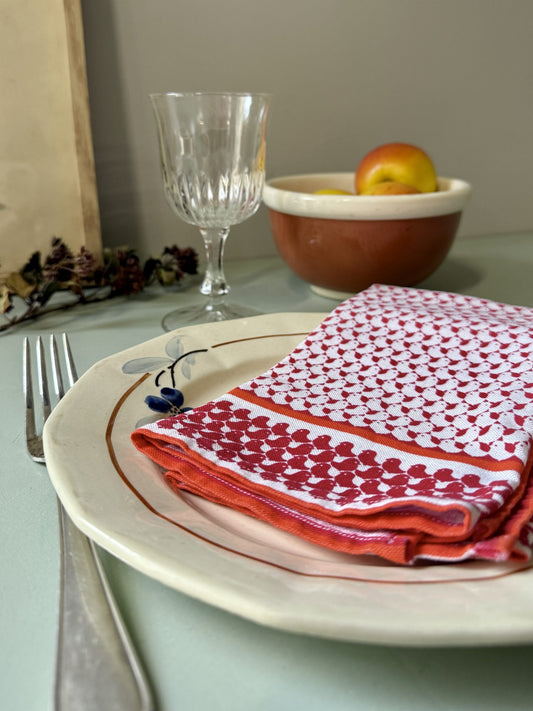 Lot de 6 serviettes rouges à motif oiseau graphique