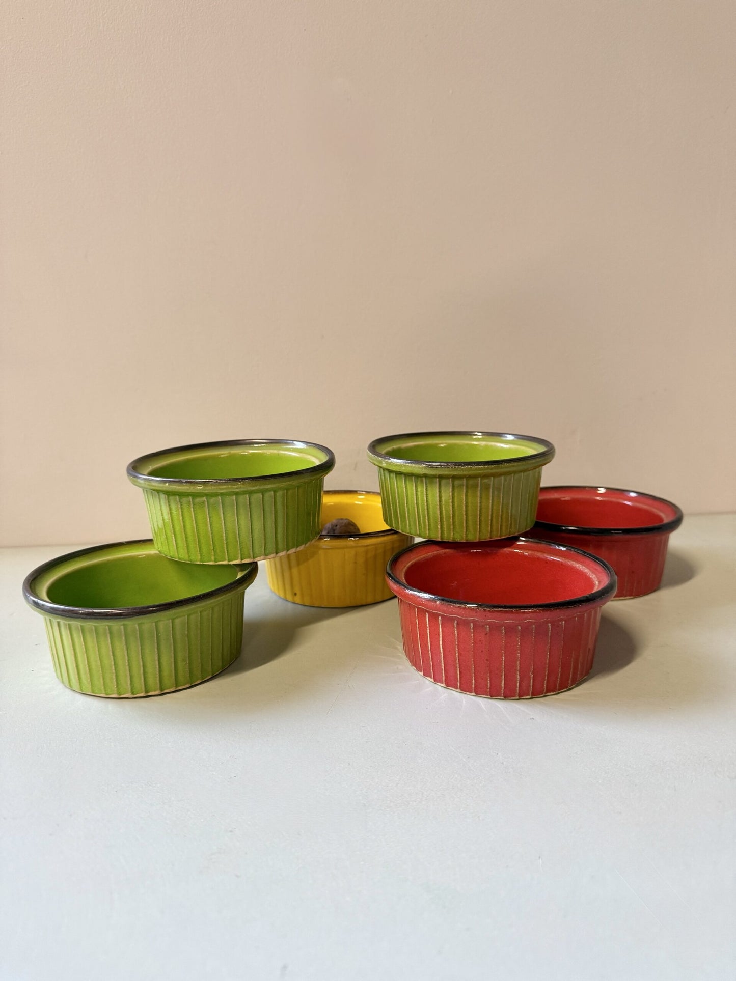 Ramequins colorés alsaciens - lot de 6