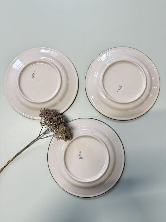 Assiettes plates beige Digoin Sarreguemines- lot de 3