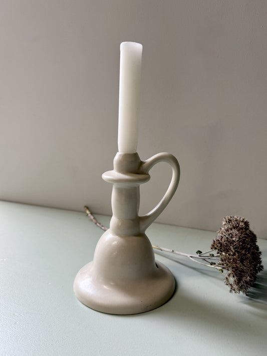 Bougeoir en grès floral signé Cazalas