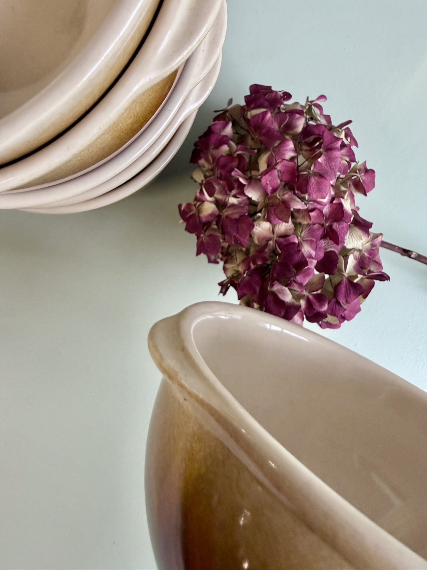 bol en faïence marron et beige - lot de 6