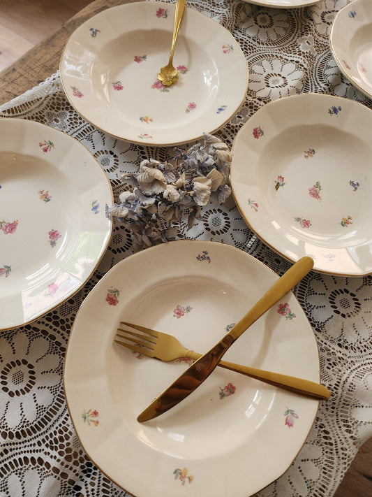 Assiettes semi-creuses Sarreguemines à fleurs-lot de 6