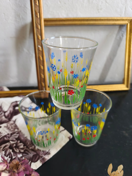 Verre à eau imprimé fleuri lot de 3 Patine