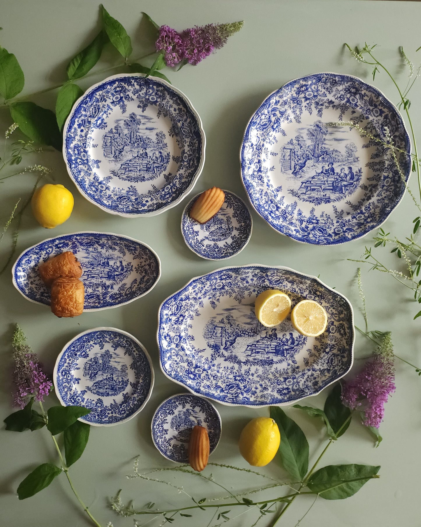 Assiettes creuses en céramique Lunéville style anglais lot de 10 Patine