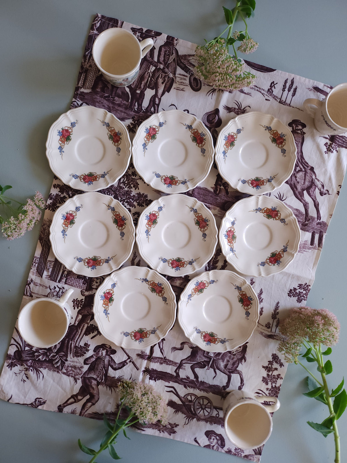Tasse + assiette céramique Sarreguemines lot de 8 Patine