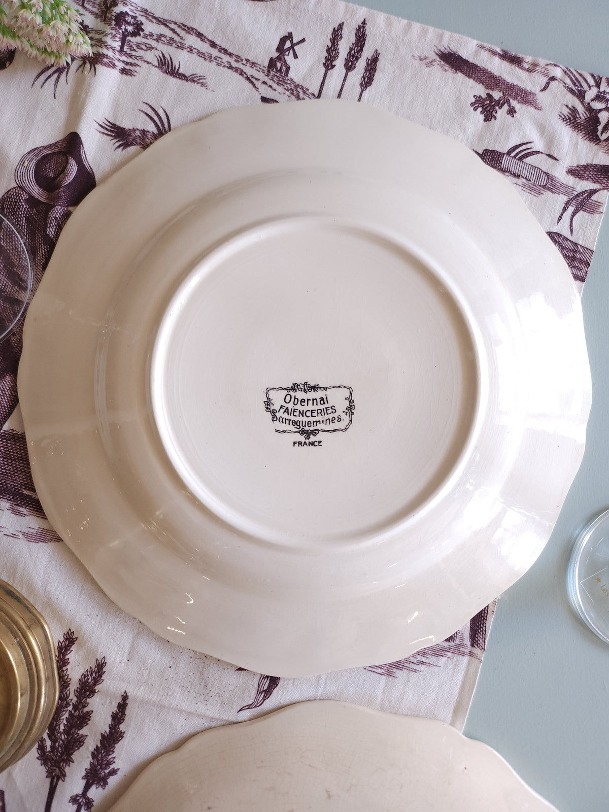 Assiette plate céramique Obernai lot de 4 Patine