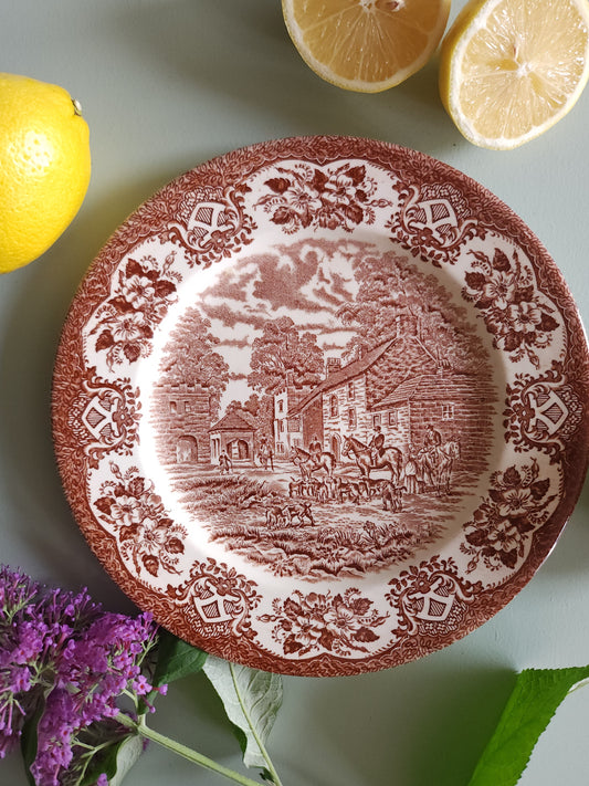 Assiette plate en faïence style anglais Patine