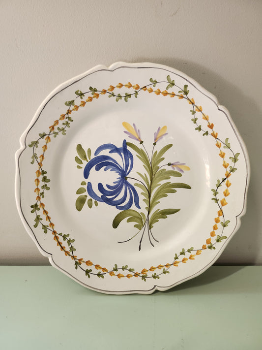 Assiette décorative à suspendre motif floral Patine
