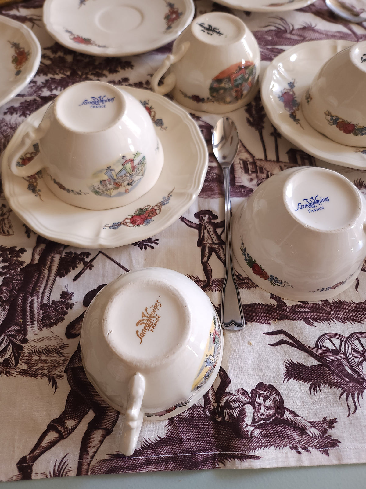 Tasse + coupelle céramique Sarreguemines lot de 5 Patine