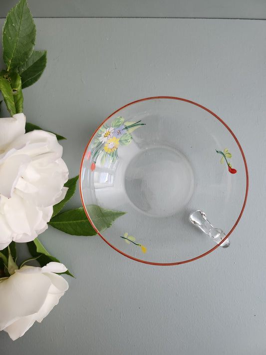 Tasse en verre imprimé floral