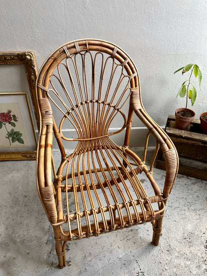 Fauteuil vintage en rotin style bohème