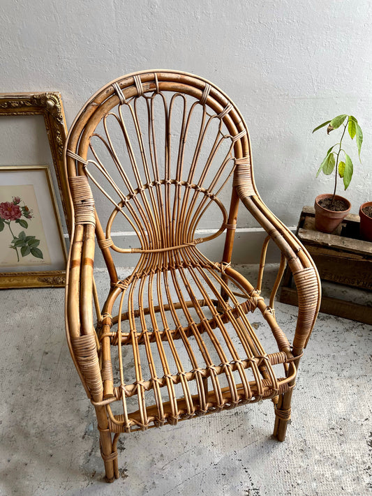 Fauteuil vintage en rotin style bohème