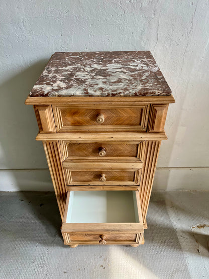 Chiffonnier en bois et marbre