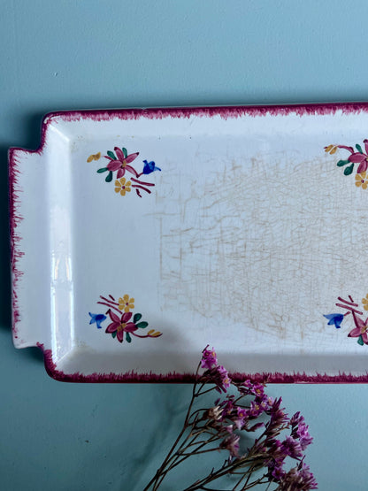 Plat à cake vintage Sarreguemines modèle « Evelyne »