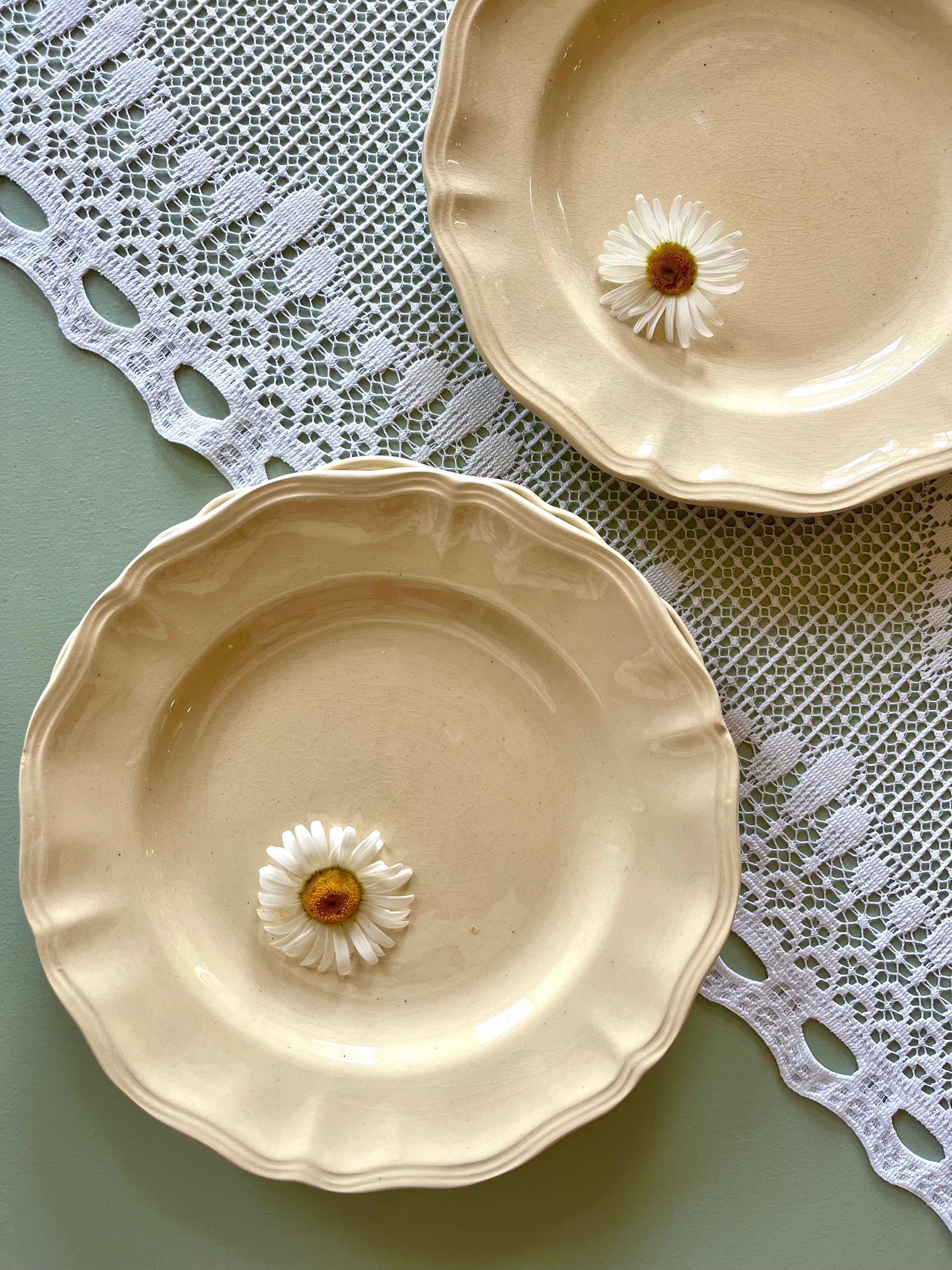 Assiette plates crème Sarreguemines-lot de 6 - Patine
