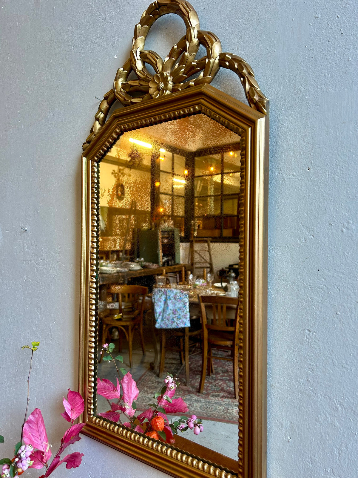 Miroir doré - cadre en métal   Patine