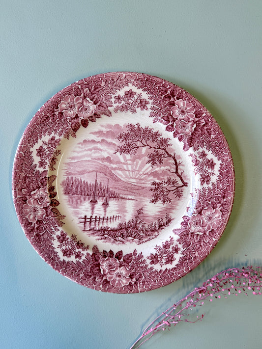 Assiette plate en terre de fer England décor paysage