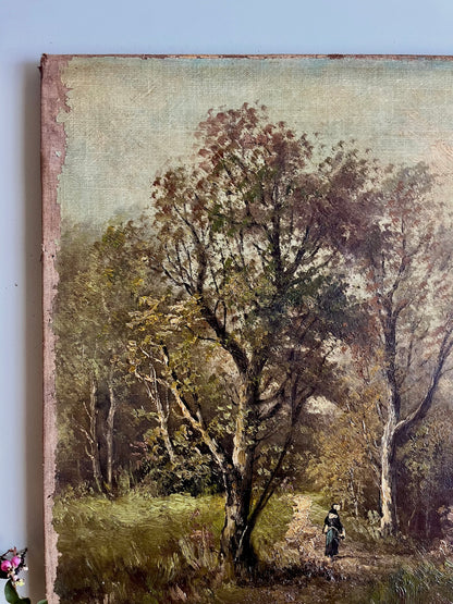 Toile peint à la main paysage   Patine