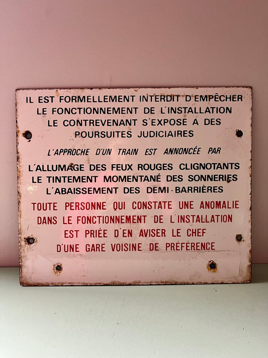 Plaque émaillée ancienne sncf