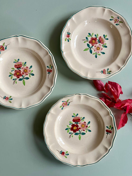 Assiettes creuses Sarreguemines modèle Amazone - lot de 3  Vaisselle Patine